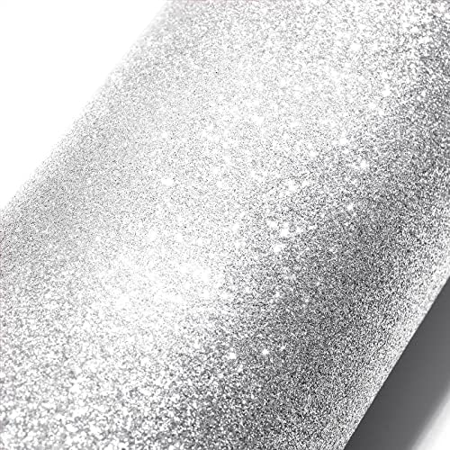 Stickyart Silver Glitter Wallpaper Peel and Stick Glitter Fabric Wallpaper Roll by Stickyart