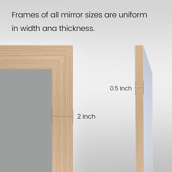 Amorho Bathroom Mirror for Wall, 40X32 Inch Oak Wood Grain Metal Framed Mirror - Image 6