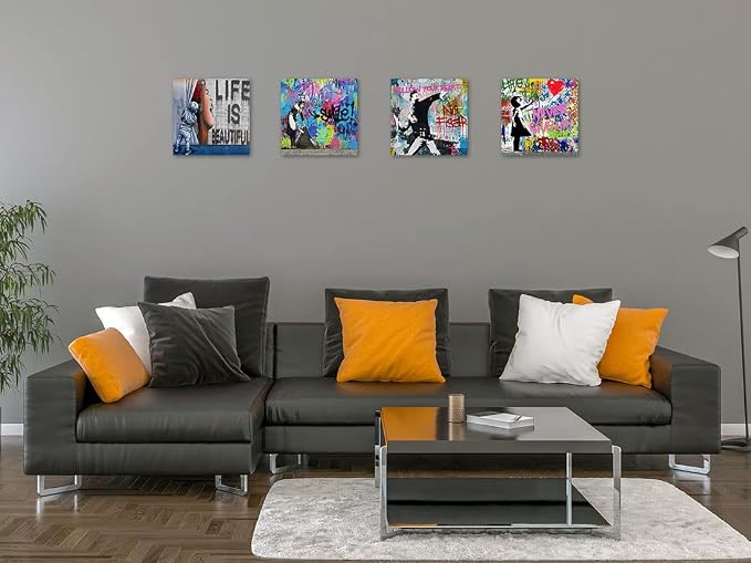 Biufo Banksy Canvas Wall Art Prints Pop Street Art Picture Paintings - Image 3