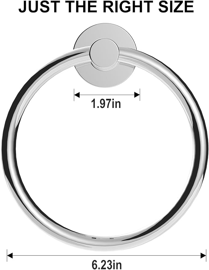 SetSail Towel Holder for Bathroom Wall 4 Packs Towel Ring Stainless Steel Heavy - Image 5