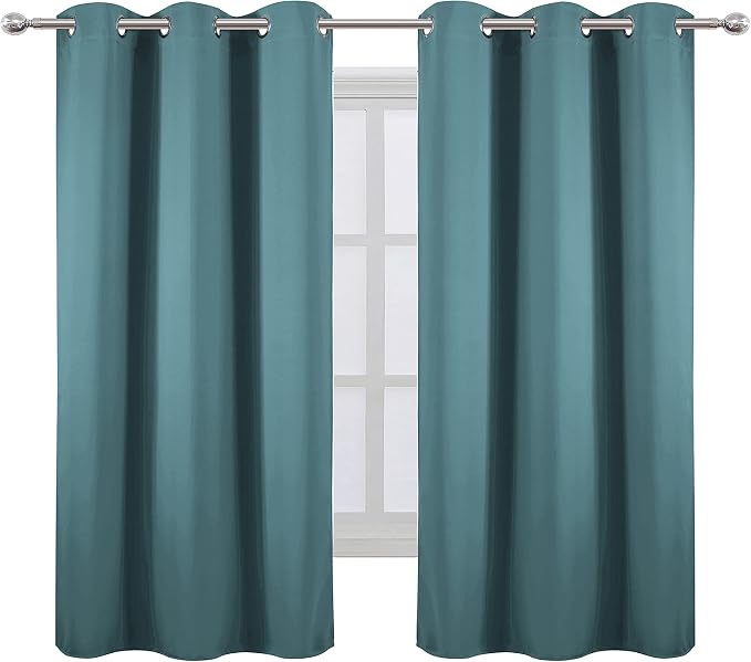 LEMOMO Sea Teal Thermal Blackout Curtains/38 x 63 Inch/Set of 2 Panels Room - Image 2