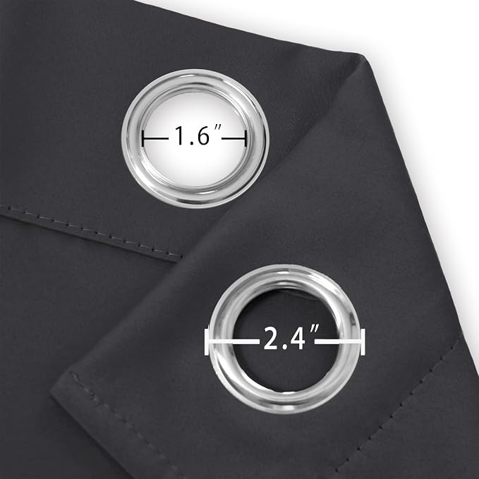 LEMOMO Dark Grey Thermal Blackout Curtains/52 x 72 Inch/Set of 2 Panels Room - Image 5