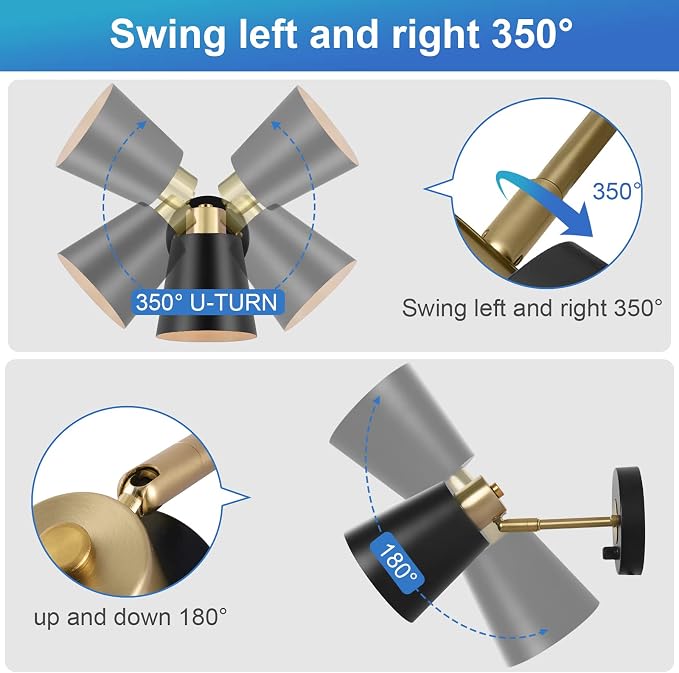VATONI Wall Sconce Plug in, Remote Control Dimmable Wall Sconces and Adjustable - Image 5