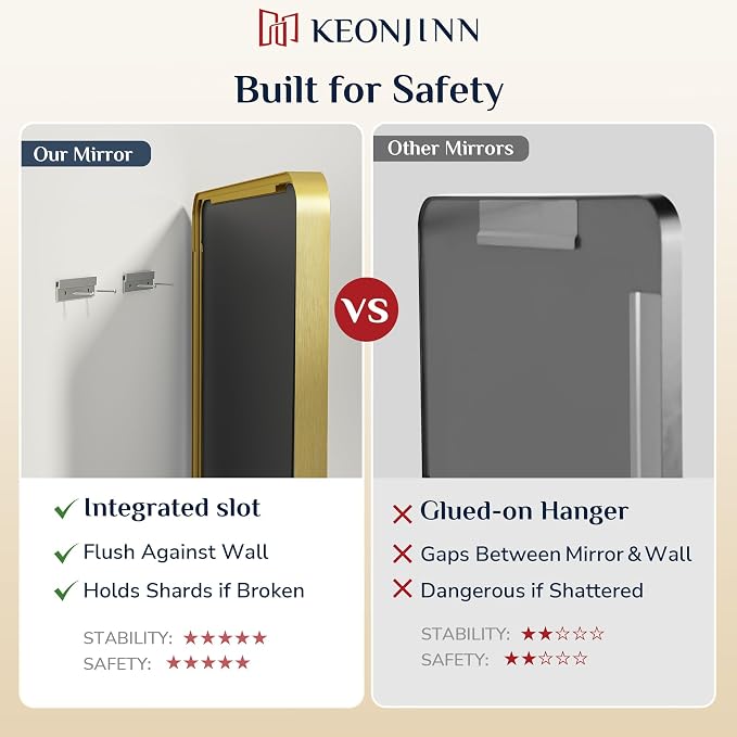 Keonjinn Gold Bathroom Mirrors for Over Sink, 40” x 24” Rounded Rectangle - Image 6