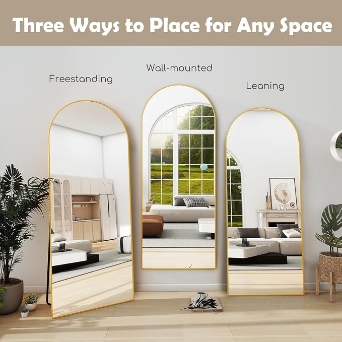 Prywot Arched Floor Mirror, 57 "x 20" Full Length Mirror Wall Mirrors Hanging - Image 5