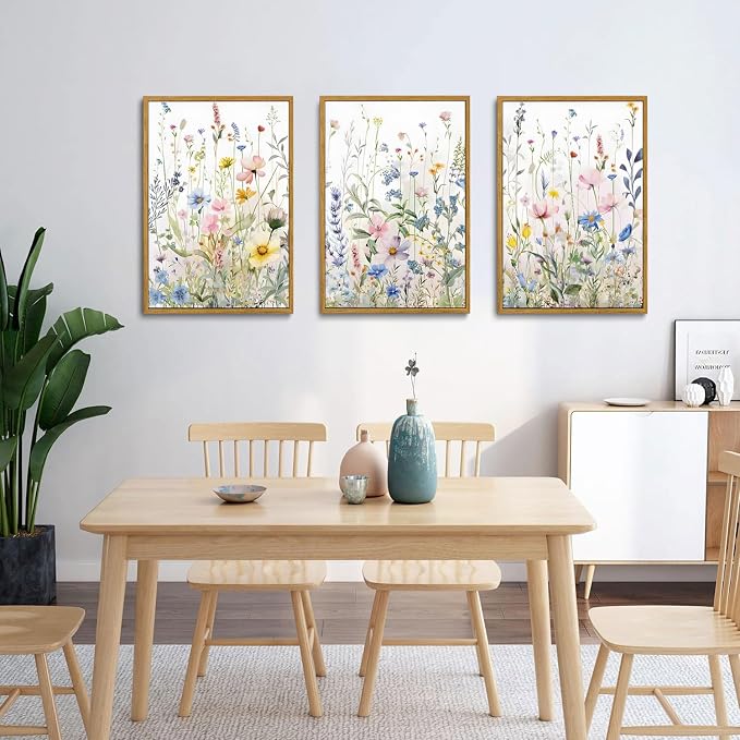 Bwodke Framed Wildflower Wall Art Watercolor Botanical Floral Colorful Canvas - Image 7