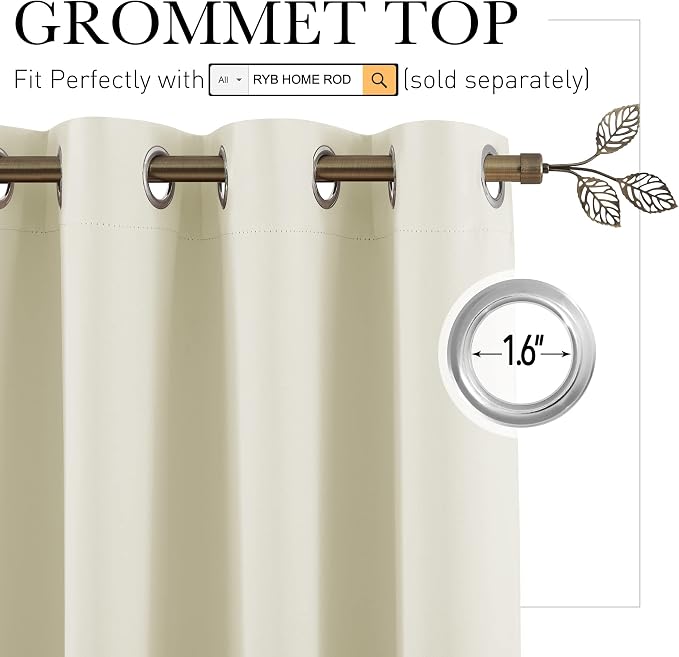 RYB HOME Extra Wide Curtains for Divider Room Separation Soundproof Temporary - Image 2