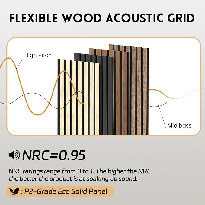 RITOLLO 4 Pack Wood Panels for Wall, 92.5"×12.6" Wood Slat Acoustic Panels for - Image 3