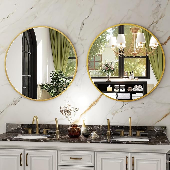HARRITPURE Round Mirror 19.6 Gold Wall Mounted Circle Mirrors Vanity Mirror - Image 6