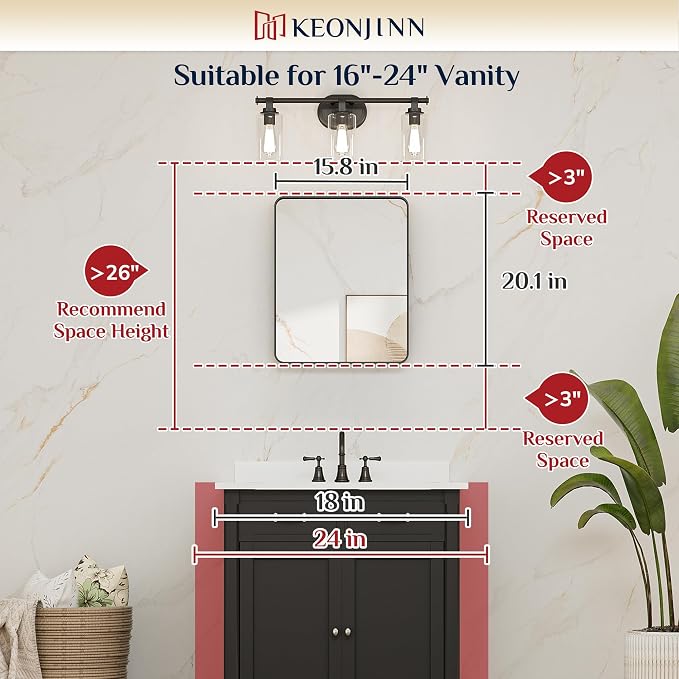 Keonjinn 16 x 20 Inch Brushed Nickel Bathroom Mirrors - Image 5
