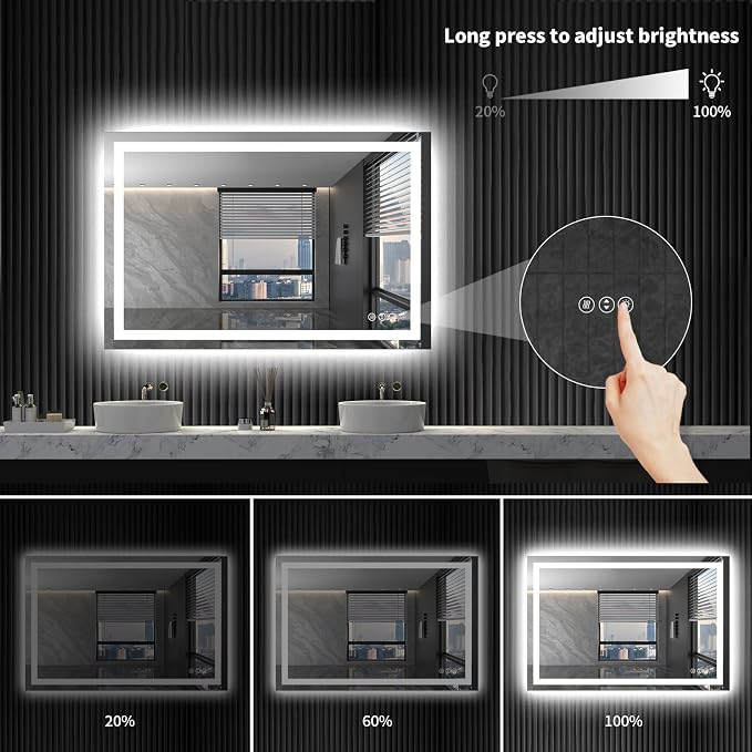 LOAAO 48X36 LED Bathroom Mirror - Image 4