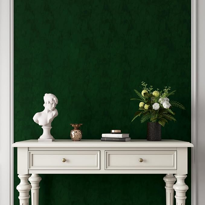 Yenhome 24"X200 Green Felt Wallpaper Peel and Stick Textured Vintage Wallpaper - Image 4