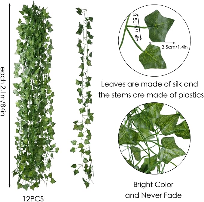 Freyalife Fake Vines for Room Decor Artificial Ivy Leaves Hanging Greenery - Image 2