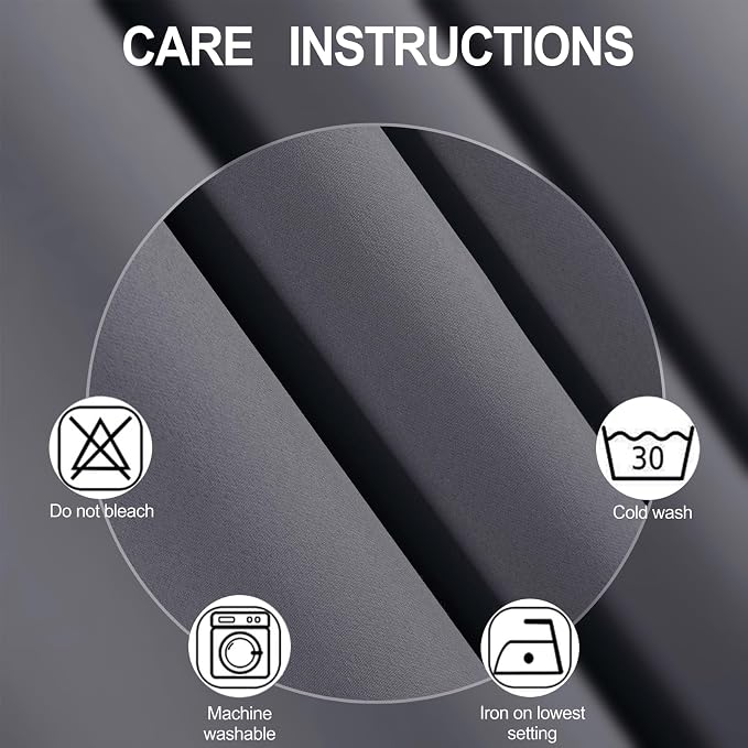 LEMOMO Blackout Curtains 52 x 90 Inch Long Grey Curtains Set of 2 Panels Room - Image 4