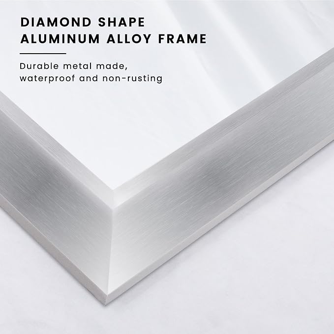 Amorho 24x36 Inch Bathroom Mirror Silver, Thick Metal Framed Wall Mirrors - Image 2