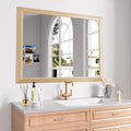 Amorho Bathroom Mirror for Wall, 40X32 Inch Oak Wood Grain Metal Framed Mirror by Amorho