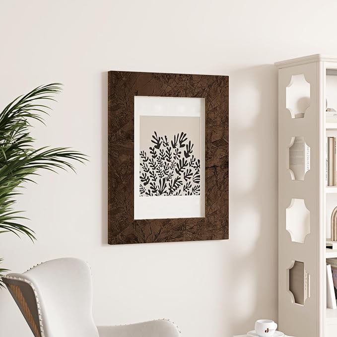 Wallercity 17.5''x236'' Brown Floral Leaves Flocking Fabric Wallpaper Peel and - Image 5