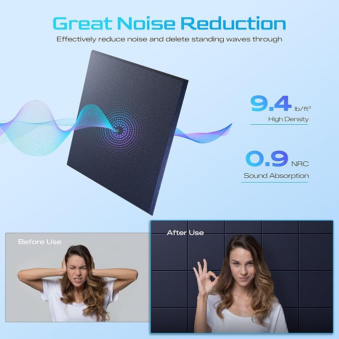 12 Pack Self-Adhesive Acoustic Panels, Soundproof Wall Panels - Image 3