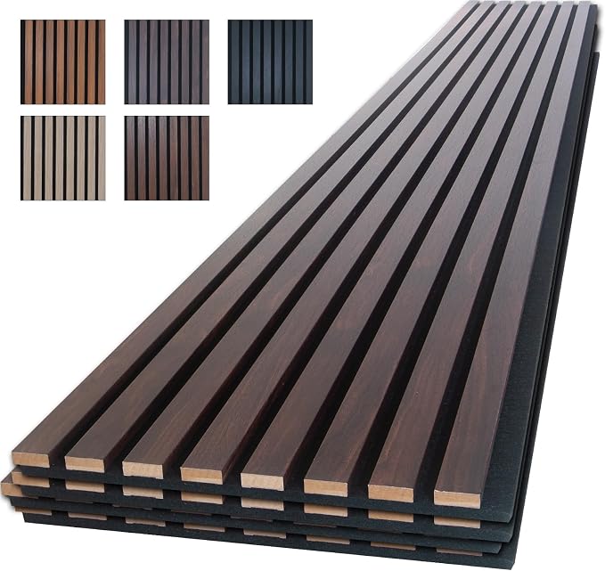 NeatiEase Wood Panels for Wall, 4-Piece 94.5" x 11" Soundproof Wood Slat Wall by NeatiEase