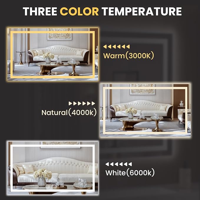 LOAAO 68"x40" LED Bathroom Mirror - Image 5