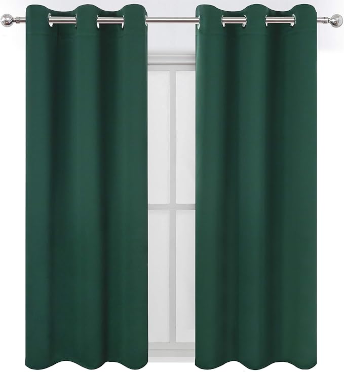 LEMOMO Dark Green Blackout Curtains/42 x 63 Inch/Set of Two Panels Grommet - Image 3