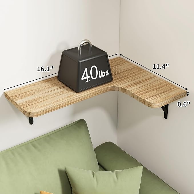 Fixwal Floating Shelves for Wall Set of 5, Rustic Wood Wall Mounted Corner - Image 4