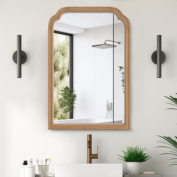 WallBeyond Wood Frame Wall Mirror Rounded Corner Arch Rectangle Mirror by WallBeyond