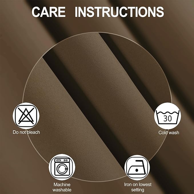 LEMOMO Brown Thermal Blackout Curtains/38 x 63 Inch/Set of 2 Panels Room - Image 4