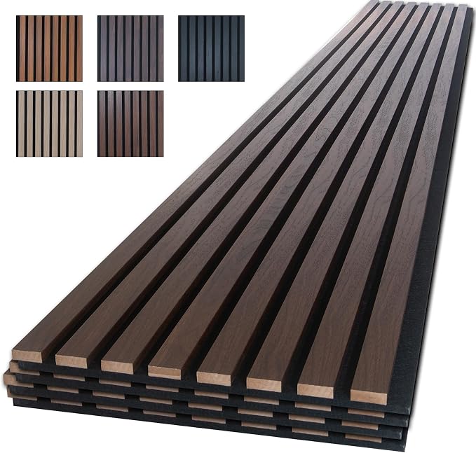 NeatiEase Wood Panels for Wall, 4-Piece 94.5" x 11" Soundproof Wood Slat Wall by NeatiEase
