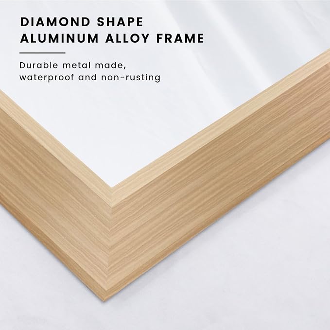 Amorho Bathroom Mirror for Wall, 40X32 Inch Oak Wood Grain Metal Framed Mirror - Image 2