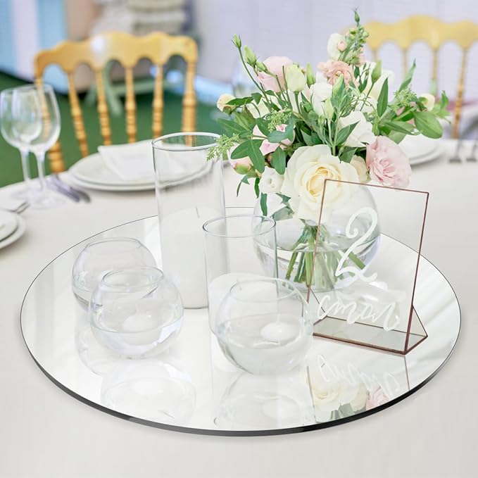 Seelenruhe 12" Round Mirrors for Centerpieces for Tables, Round Mirrors Trays - Image 4