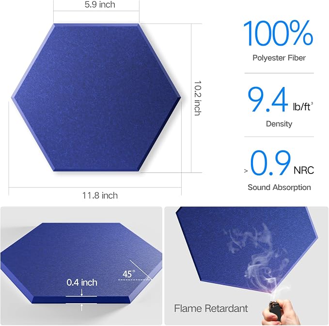 12 Pack Self-Adhesive Acoustic Panels 12" X 10" X 0.4" - Image 3