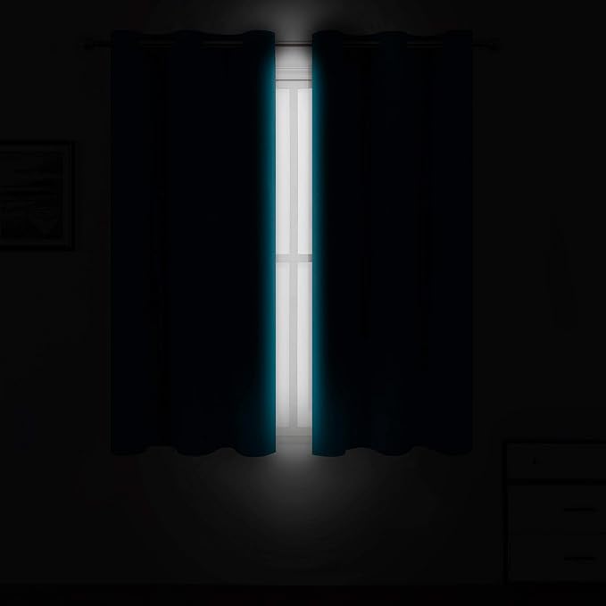 LEMOMO Teal Thermal Blackout Curtains/42 x 72 Inch/Set of 2 Panels Room - Image 3