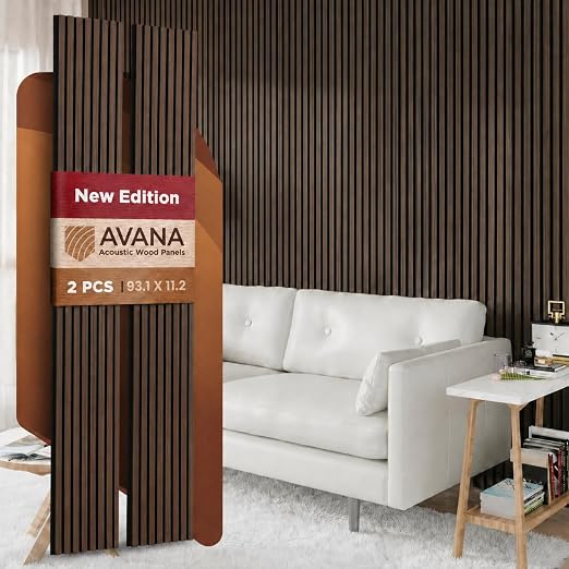 Avana Acoustic Wood Wall Panels –93.2x11.25 Inch Panels – Fits 94x12 Layout – by AvanaHome