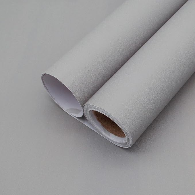 Yancorp 16"x120" Matte Light Gray Contact Papaer Peel and Stick Wallpaper Vinyl by YancorpHomeDecor