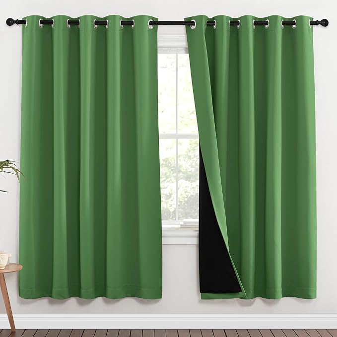 NICETOWN Full Shade Curtain Panels, 62 x 72 inch, Forest Green, Pair of Energy by NICETOWN
