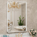 LOAAO 22x30 Inch White Metal Framed Bathroom Mirror by LOAAO