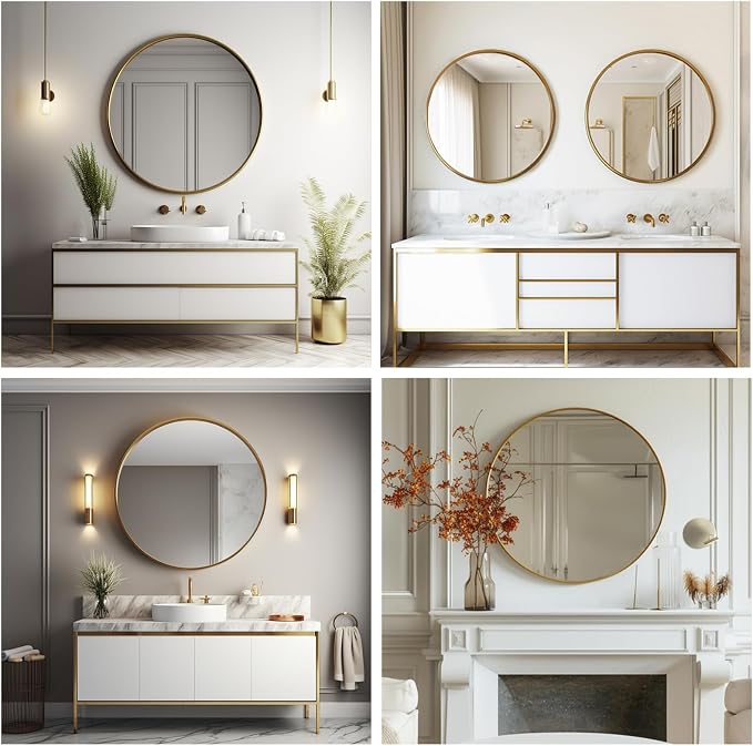 Sunniry Gold Round Mirror, Circle Mirror 26 inch, Round Mirrors - Image 7
