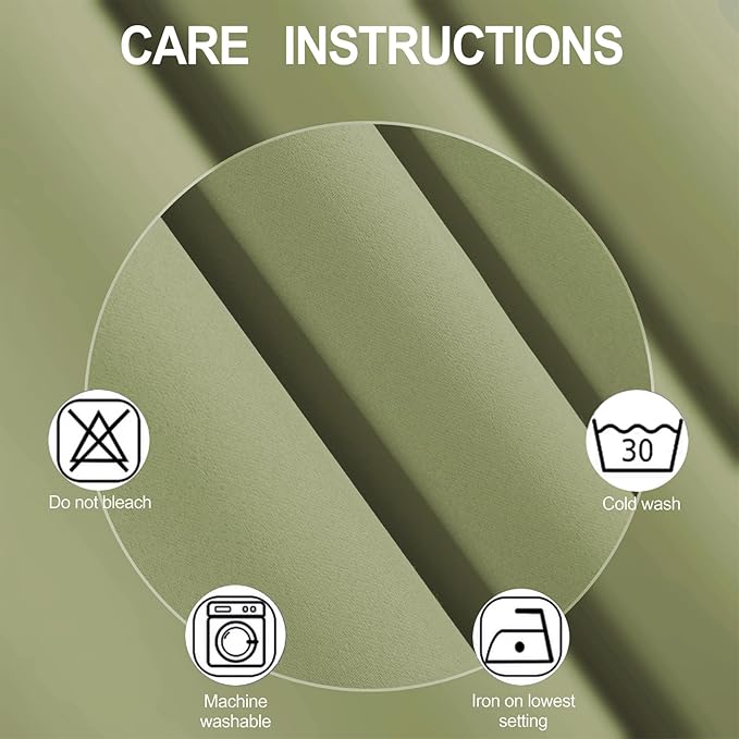 LEMOMO Blackout Curtains 66 x 84 inch/Sage Green Curtains Set of 2 - Image 4