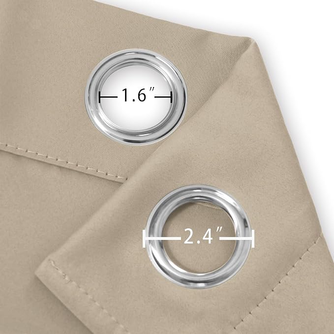 LEMOMO Blackout Curtains 66 x 54 Inch Long Khaki Curtains Set of 2 Panels Room - Image 5