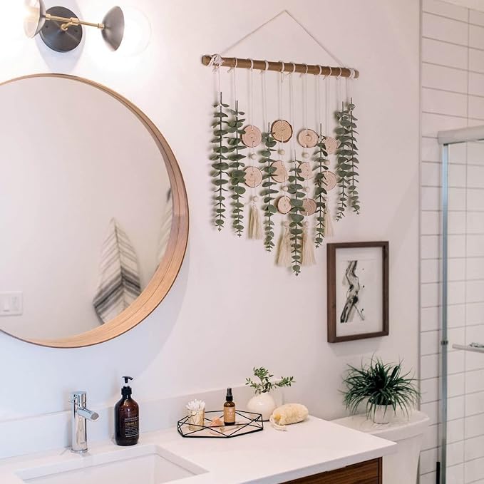 Artificial Eucalyptus Wall Decor Fake Greenery Leaves Stems Wall Hanging Plants - Image 3