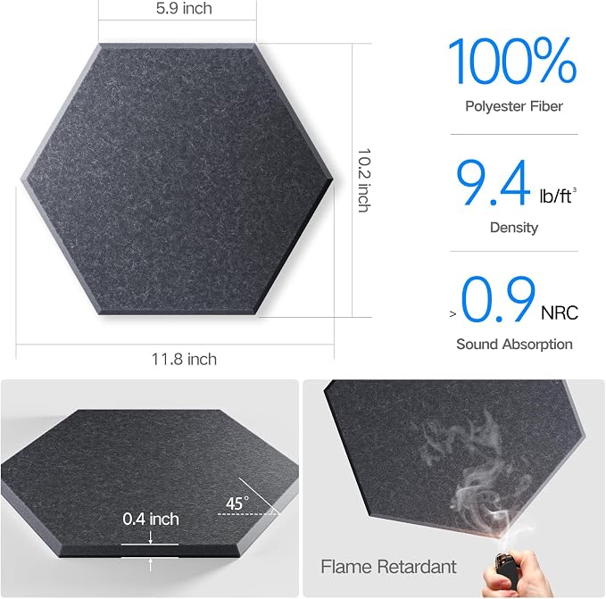 18 Pack Self-Adhesive Acoustic Panels 12" X 10" X 0.4" - Image 3
