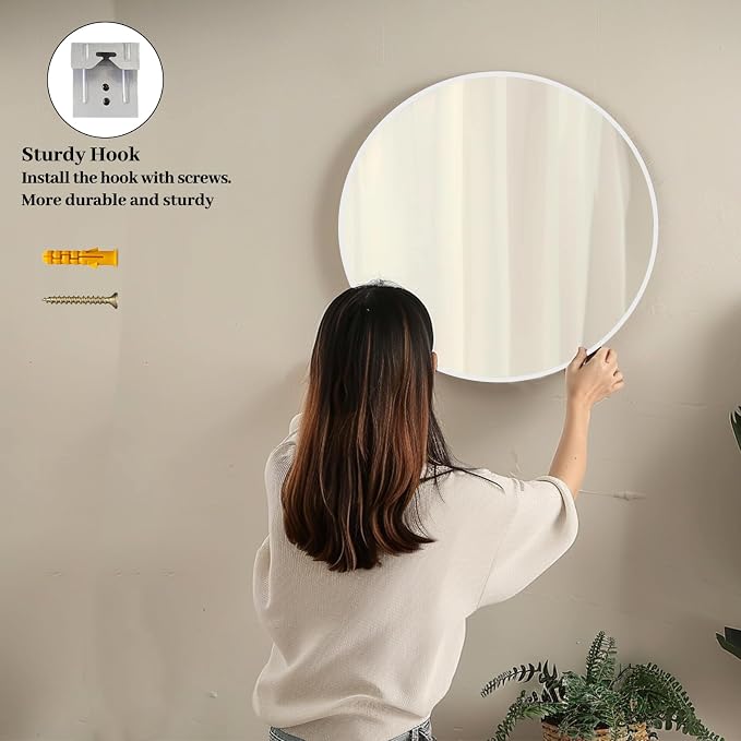 Sunniry White Circle Mirror, Round Mirror 20 inch, Circle Mirrors - Image 5