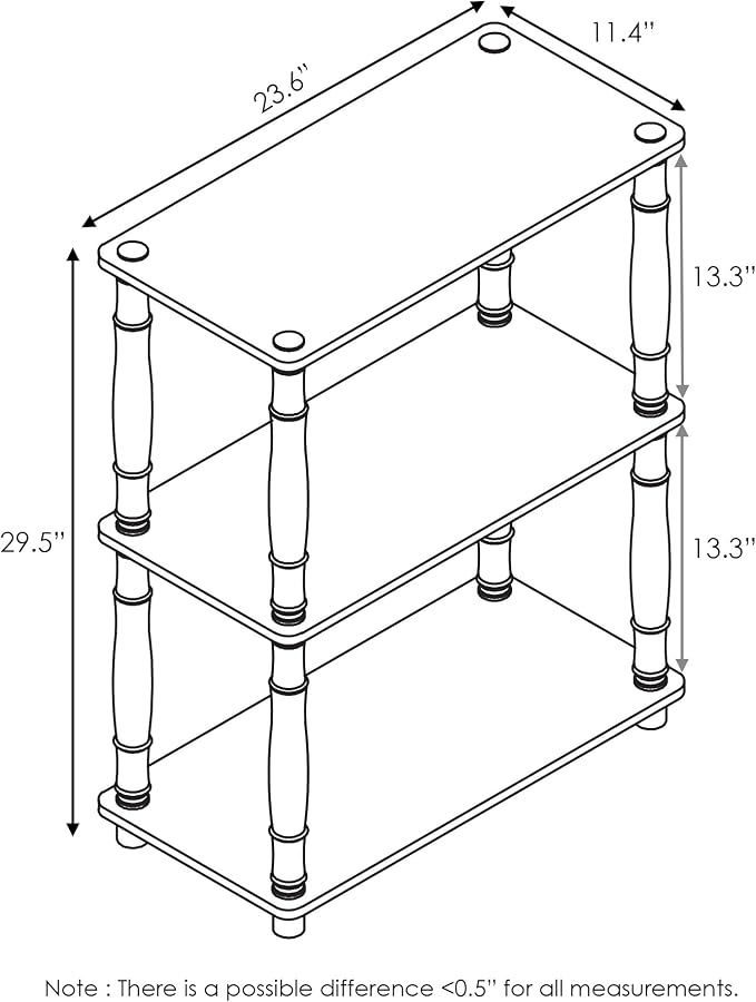 Furinno 18029GYW/BK Turn-N-Tube 3-Tier Compact Multipurpose Shelf Display Rack - Image 2
