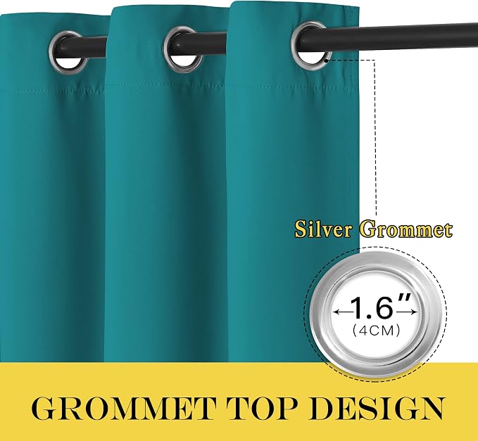 NICETOWN Peacock Teal Blackout Curtain 108 inch Length - Image 2