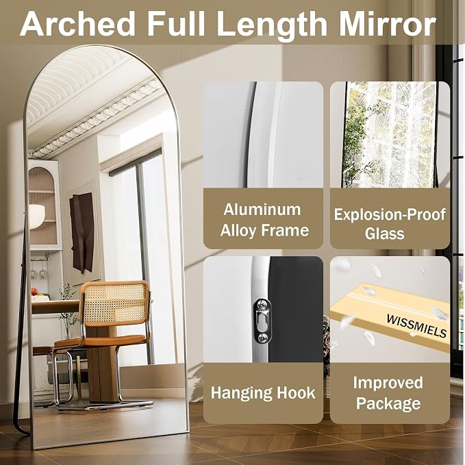 57" x 20" Arched Full Length Mirror - Image 4