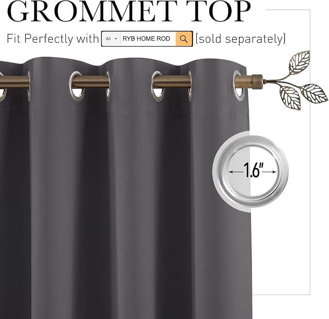 RYB HOME Room Dividers Curtains Blackout Thermal Insulating Privacy Noise - Image 2