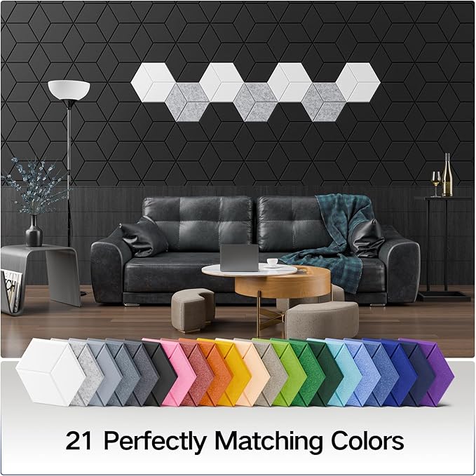 12 Pack Self-Adhesive Acoustic Panels 12" X 10" X 0.4" - Image 6