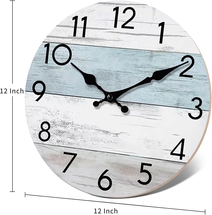 KECYET Wall Clock Silent Non-Ticking Wooden Clocks Battery Operated 12 Inch - Image 8