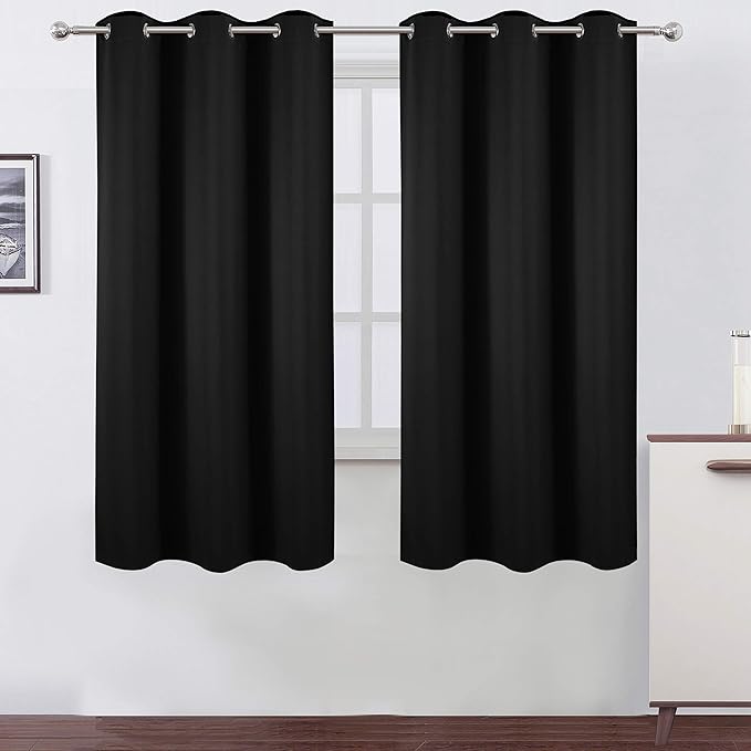LEMOMO Black Thermal Blackout Curtains/38 x 63 Inch/Set of 2 Panels Room by Lemomo